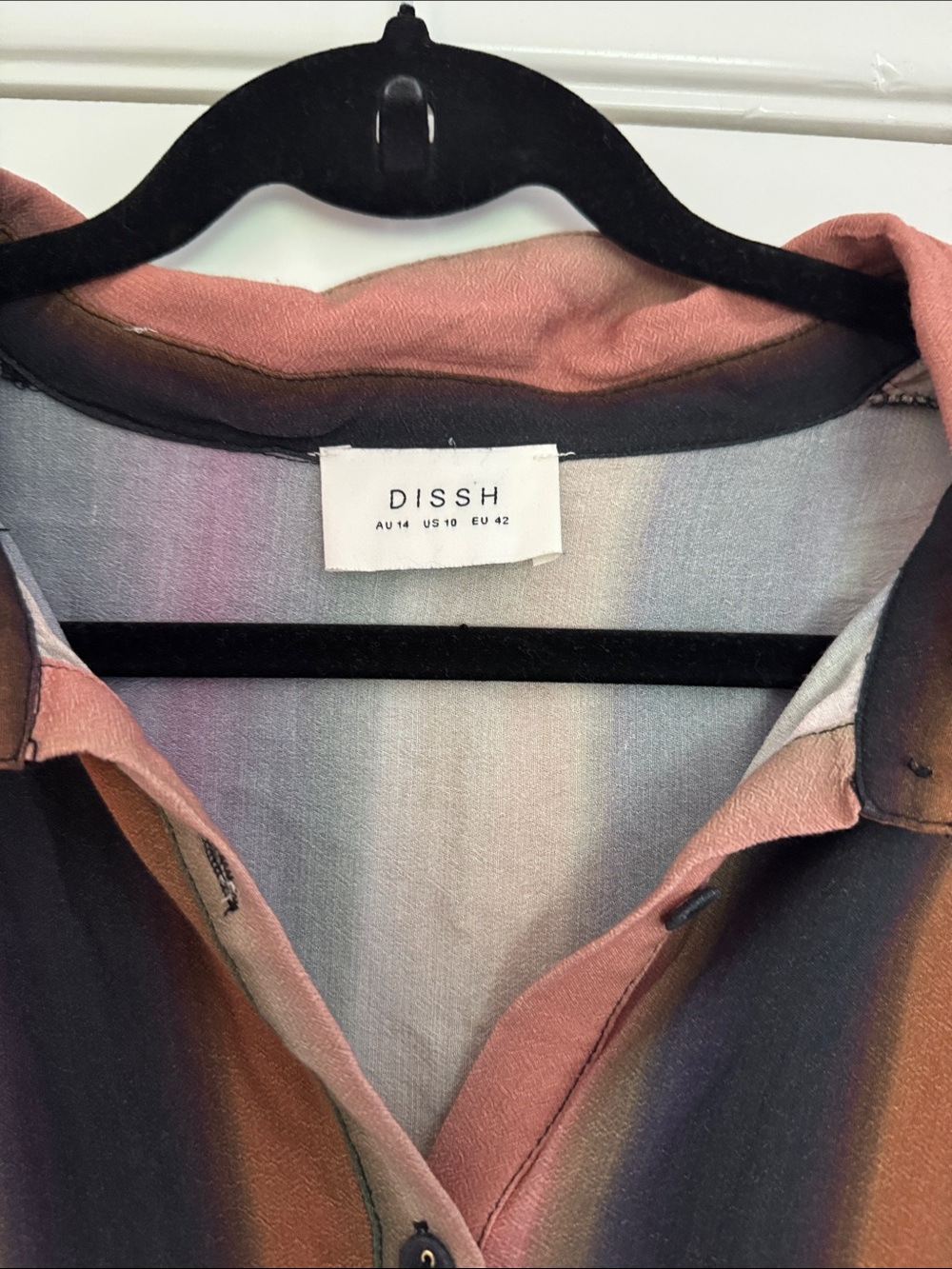 DISSH Lulu Ombré Striped Button-Down Shirt in Earth Tones - Picture 2 of 4